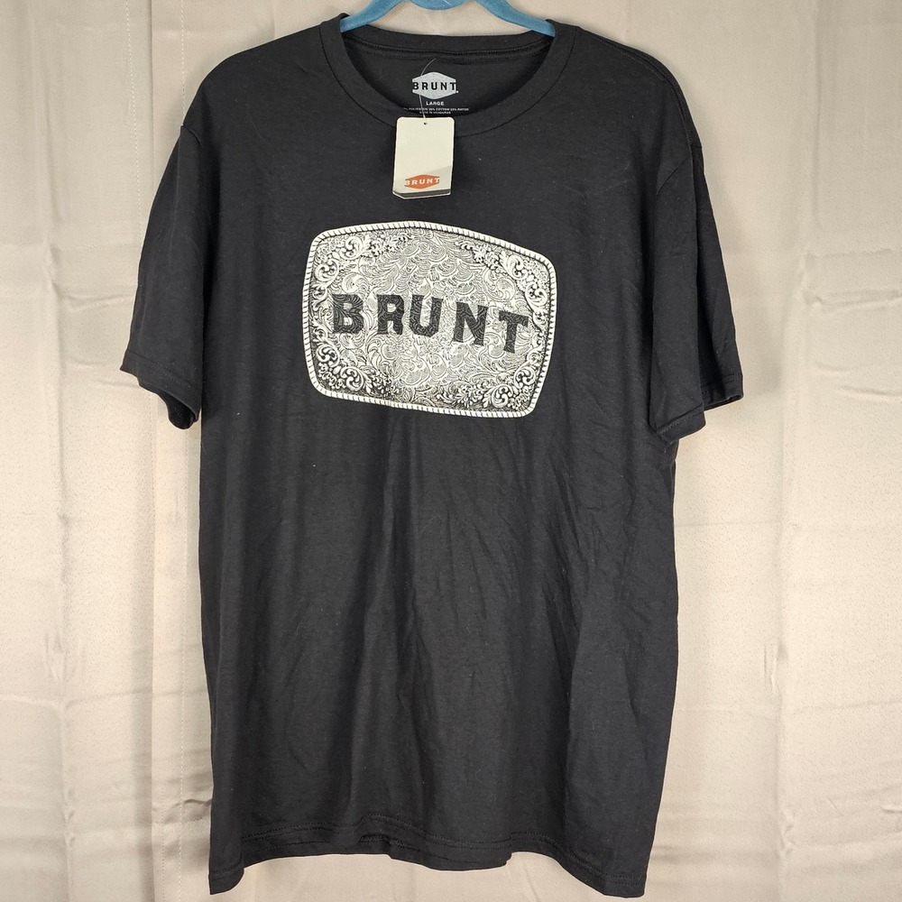 NWT Brunt Mens Black Buckle Short Sleeve‎ Graphic Tee Tshirt Large
